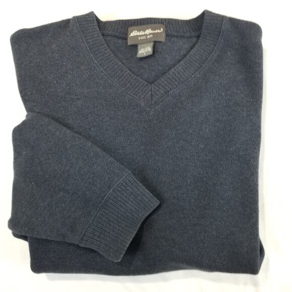 Eddie Bauer Sweater Mens Large V Neck Pullover Long Sleeve Grandpa Jumper